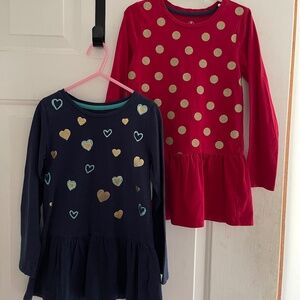 Set of 2 Girls Lands’ End Long Sleeve Dresses  size M 5/6